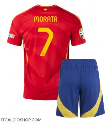 Spagna Alvaro Morata #7 Prima Maglia Bambino Europei 2024 Manica Corta (+ Pantaloni corti)